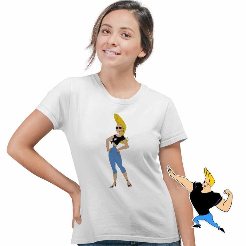 Fashion, accesorii si bijuterii - Femei - Imbracaminte femei - Tricouri si topuri femei - Tricou Femei Jenny Brava Johnny Bravo, alb, marime L - Infinity.ro