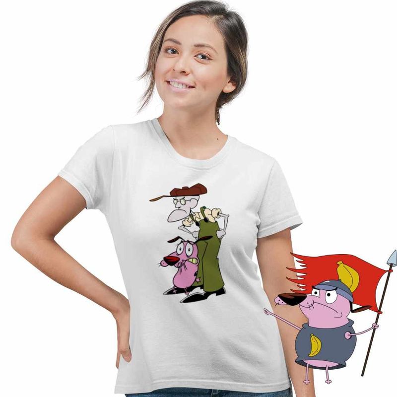 Fashion, accesorii si bijuterii - Femei - Imbracaminte femei - Tricouri si topuri femei - Tricou Femei Curaj Cainele Fricos Bunicu Beagle, alb, marime 2XL - Infinity.ro
