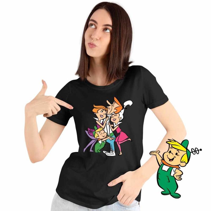 Fashion, accesorii si bijuterii - Femei - Imbracaminte femei - Tricouri si topuri femei - Tricou Femei Familia Jetson Desene Animate SF, negru, marime XL - Infinity.ro