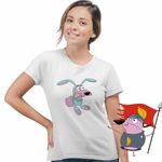 Fashion, accesorii si bijuterii - Femei - Imbracaminte femei - Tricouri si topuri femei - Tricou Femei Curaj Cainele cel Fricos Iepure Cartoon Network, alb, marime M - Infinity.ro