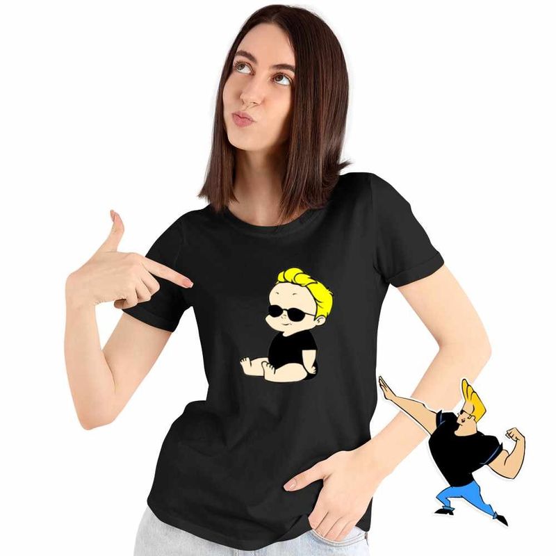 Fashion, accesorii si bijuterii - Femei - Imbracaminte femei - Tricouri si topuri femei - Tricou Femei Johnny Bravo Bebelus Blond Ochelari, negru, marime 2XL - Infinity.ro