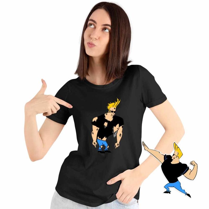 Fashion, accesorii si bijuterii - Femei - Imbracaminte femei - Tricouri si topuri femei - Tricou Femei Johnny Bravo Batut Ciufulit, negru, marime 2XL - Infinity.ro