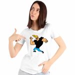 Fashion, accesorii si bijuterii - Femei - Imbracaminte femei - Tricouri si topuri femei - Tricou Femei Johnny Bravo Elvis Presley Sport, alb, marime L - Infinity.ro