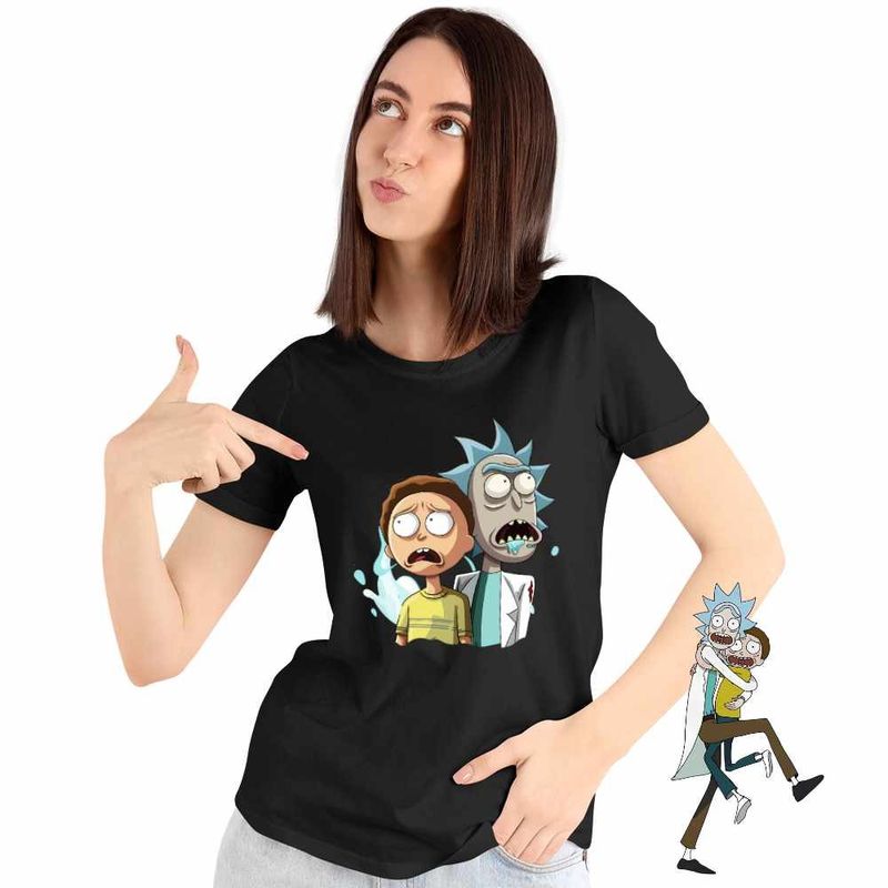 Fashion, accesorii si bijuterii - Femei - Imbracaminte femei - Tricouri si topuri femei - Tricou Femei Rick and Morty Exploratori Spatiali, negru, marime M - Infinity.ro