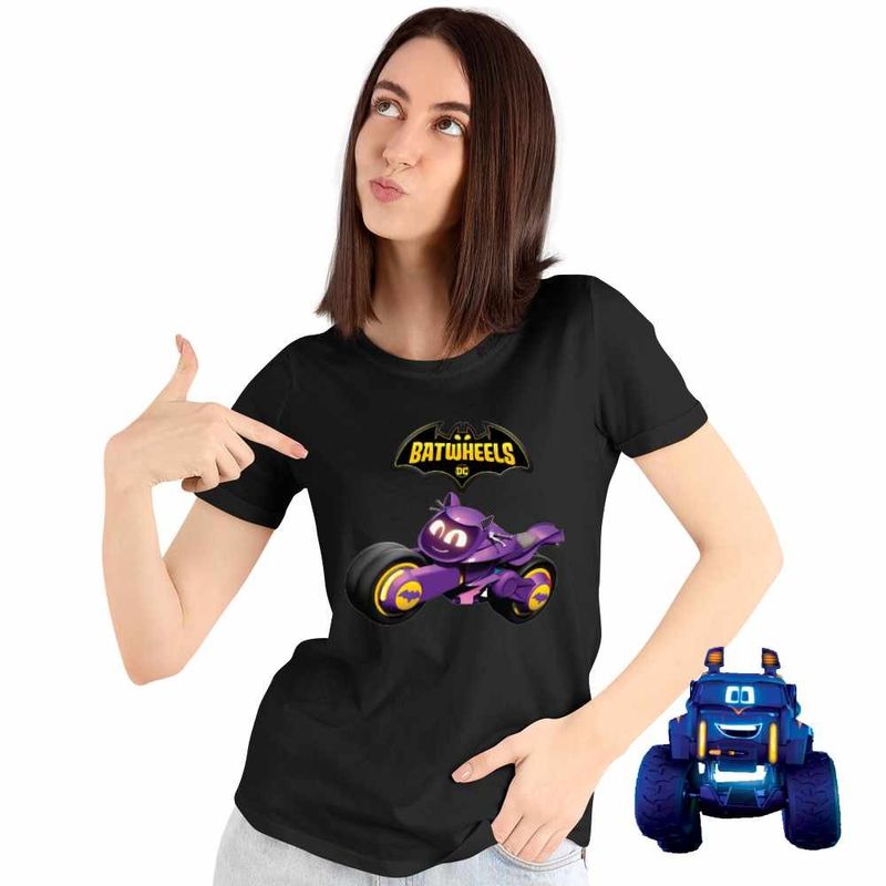 Fashion, accesorii si bijuterii - Femei - Imbracaminte femei - Tricouri si topuri femei - Tricou Femei Batwheels Bibi Batgirl Cycle Motocicleta Batman, negru, marime M - Infinity.ro