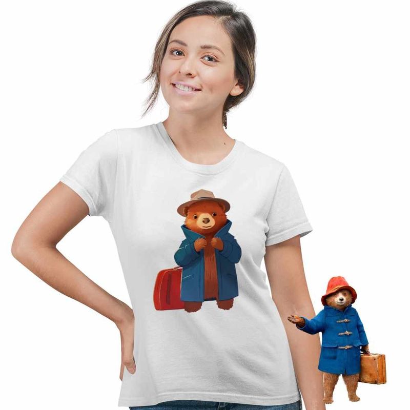 Fashion, accesorii si bijuterii - Femei - Imbracaminte femei - Tricouri si topuri femei - Tricou Femei Paddington Urs America de sud Excursie, alb, marime XL - Infinity.ro