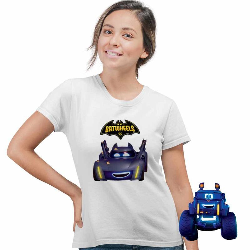 Fashion, accesorii si bijuterii - Femei - Imbracaminte femei - Tricouri si topuri femei - Tricou Femei Batwheels Batmobil Bam Batman Batroti Masini, alb, marime M - Infinity.ro