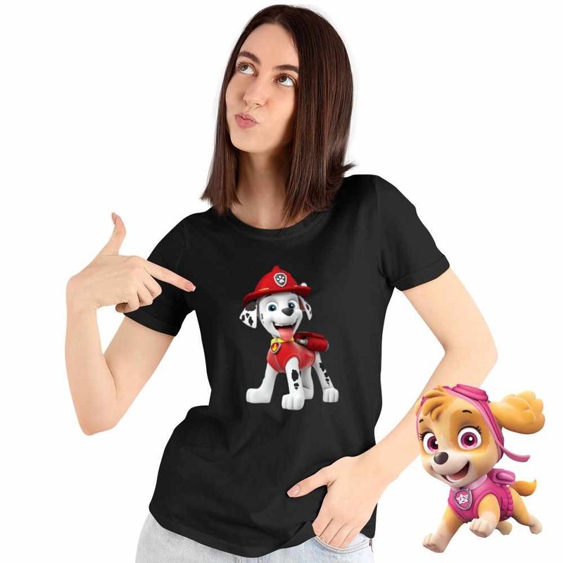 Fashion, accesorii si bijuterii - Femei - Imbracaminte femei - Tricouri si topuri femei - Tricou Femei Paw Patrol Marshall Patrula Catelusilor Politist, negru, marime XL - Infinity.ro