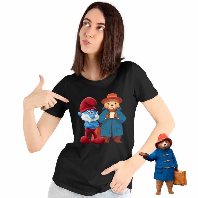 Fashion, accesorii si bijuterii - Femei - Imbracaminte femei - Tricouri si topuri femei - Tricou Femei Paddington Papa Strumf, negru, marime L - Infinity.ro