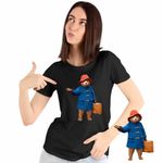 Fashion, accesorii si bijuterii - Femei - Imbracaminte femei - Tricouri si topuri femei - Tricou Femei Paddington Valiza Urs, negru, marime S - Infinity.ro