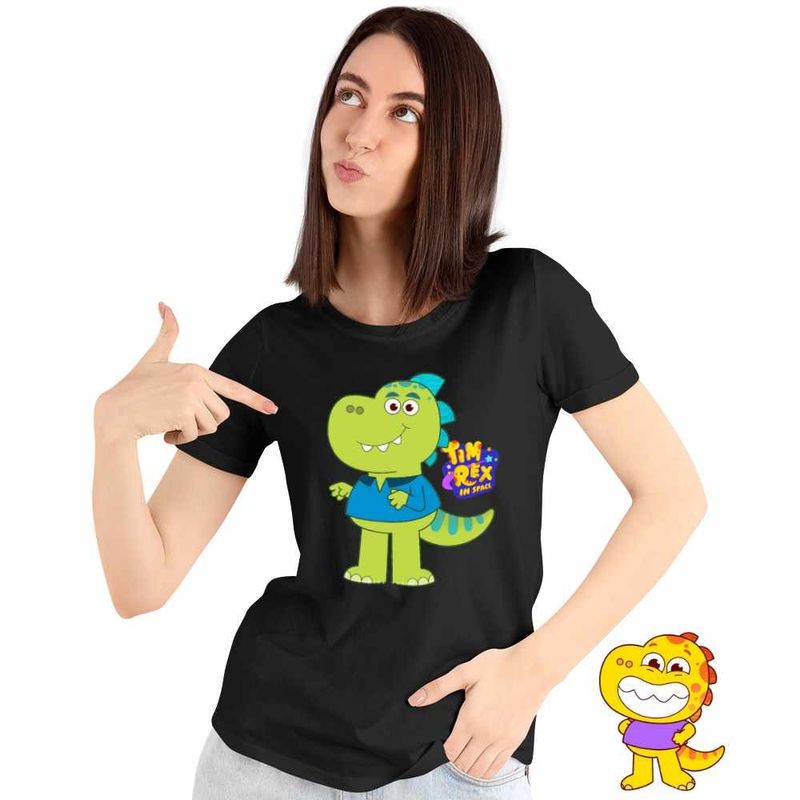 Fashion, accesorii si bijuterii - Femei - Imbracaminte femei - Tricouri si topuri femei - Tricou Femei Tim Rex Tata Spatiu Dinozauri T-Rex, negru, marime M - Infinity.ro