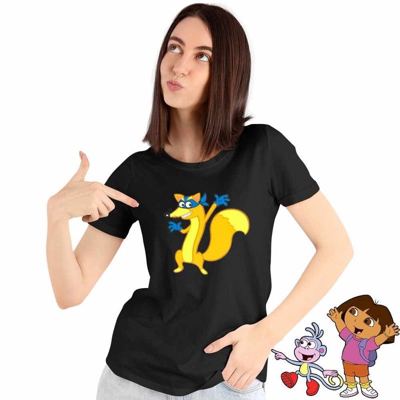 Fashion, accesorii si bijuterii - Femei - Imbracaminte femei - Tricouri si topuri femei - Tricou Femei Dora Exploratoarea Swiper Hotomanul, negru, marime M - Infinity.ro