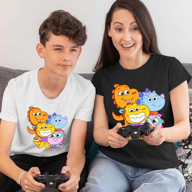 Fashion, accesorii si bijuterii - Femei - Imbracaminte femei - Tricouri si topuri femei - Tricou Femei Tim Rex Aventuri in Spatiu Dinozauri Spatiu Cosmos, alb, marime 2XL - Infinity.ro