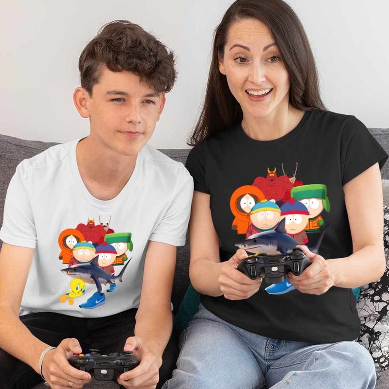 Fashion, accesorii si bijuterii - Femei - Imbracaminte femei - Tricouri si topuri femei - Tricou Femei South Park Tweety Tralalero Tralala Brainrot Diavol Brainrot Italian, alb, marime L - Infinity.ro