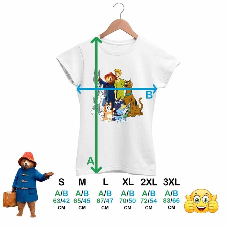 Fashion, accesorii si bijuterii - Femei - Imbracaminte femei - Tricouri si topuri femei - Tricou Femei Paddington Scooby Doo Bugs Bunny Bingo Bluey Blue, alb, marime XL - Infinity.ro