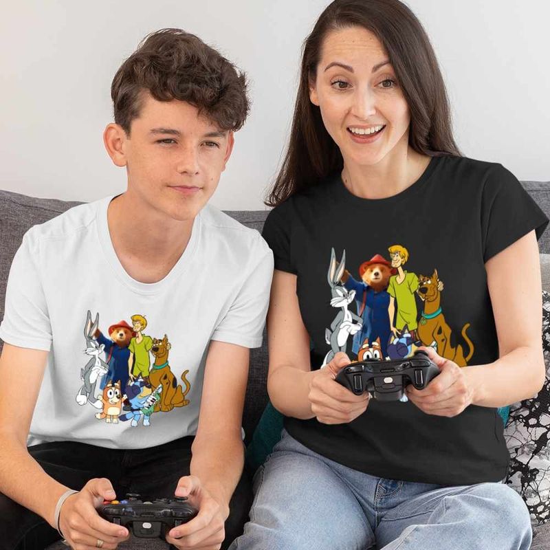 Fashion, accesorii si bijuterii - Femei - Imbracaminte femei - Tricouri si topuri femei - Tricou Femei Paddington Scooby Doo Bugs Bunny Bingo Bluey Blue, alb, marime XL - Infinity.ro