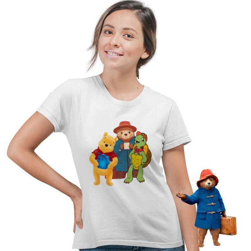Fashion, accesorii si bijuterii - Femei - Imbracaminte femei - Tricouri si topuri femei - Tricou Femei Paddington Winnie the Pooh Franklin Testoasa, alb, marime S - Infinity.ro
