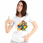 Fashion, accesorii si bijuterii - Femei - Imbracaminte femei - Tricouri si topuri femei - Tricou Femei Paddington Winnie the Pooh Franklin Testoasa, alb, marime S - Infinity.ro