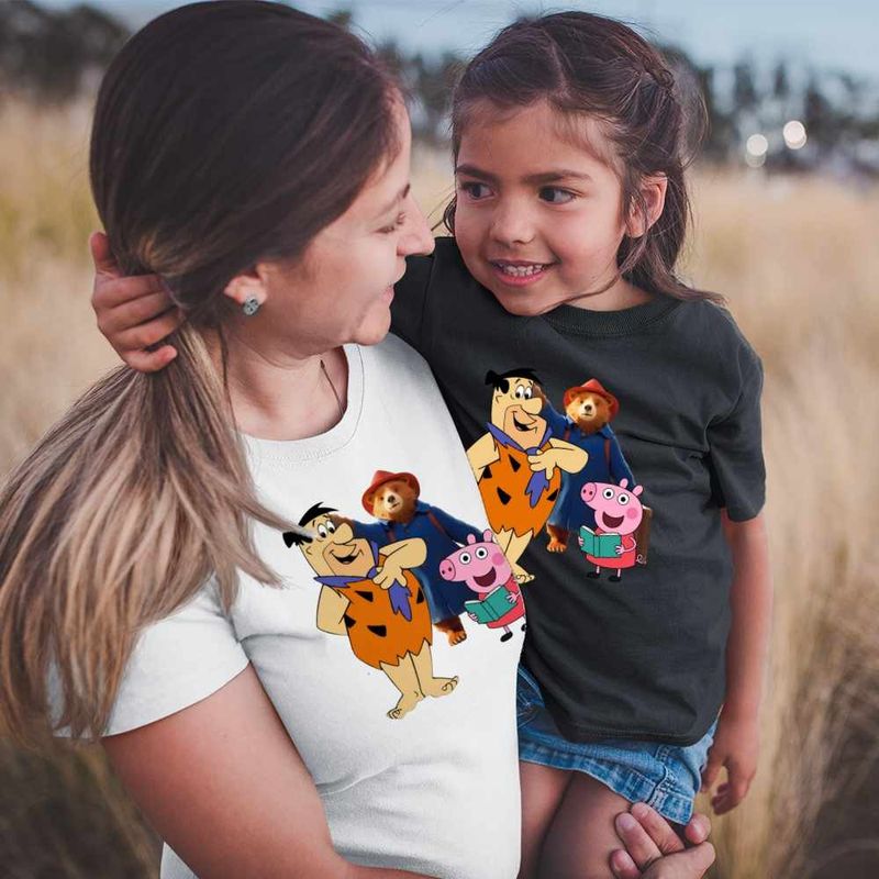 Fashion, accesorii si bijuterii - Femei - Imbracaminte femei - Tricouri si topuri femei - Tricou Femei Paddington Flintstone Peppa Pig Purcelus, negru, marime S - Infinity.ro