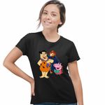 Fashion, accesorii si bijuterii - Femei - Imbracaminte femei - Tricouri si topuri femei - Tricou Femei Paddington Flintstone Peppa Pig Purcelus, negru, marime S - Infinity.ro