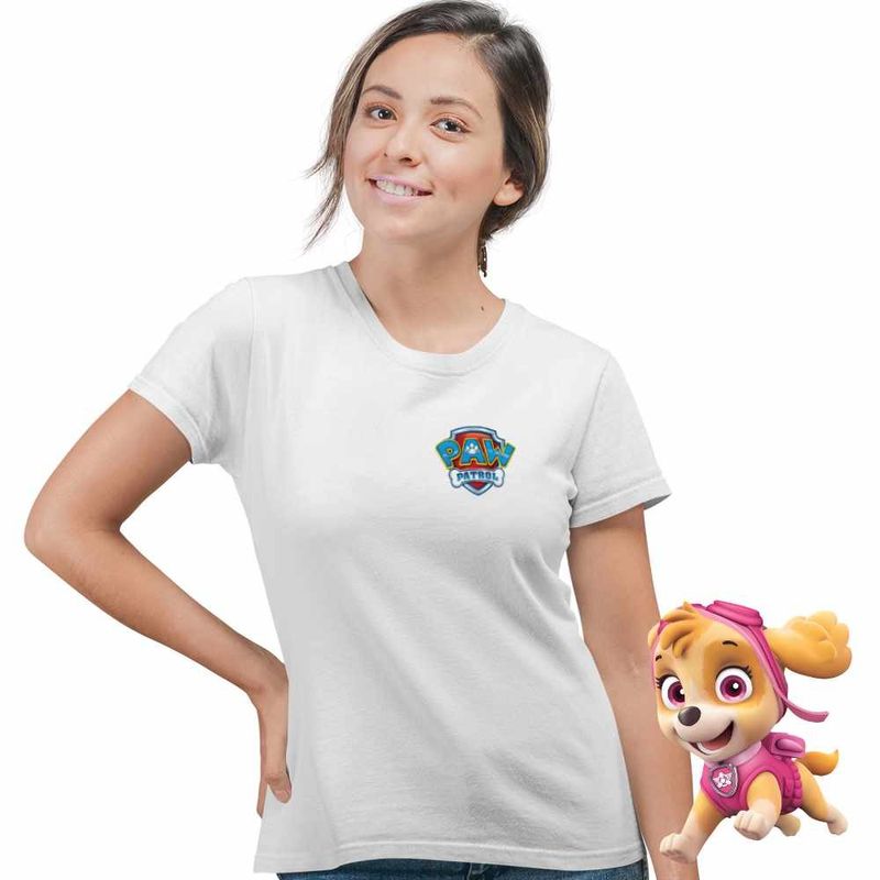 Fashion, accesorii si bijuterii - Femei - Imbracaminte femei - Tricouri si topuri femei - Tricou Femei Paw Patrol Emblema Patrula Catelusilor, alb, marime M - Infinity.ro
