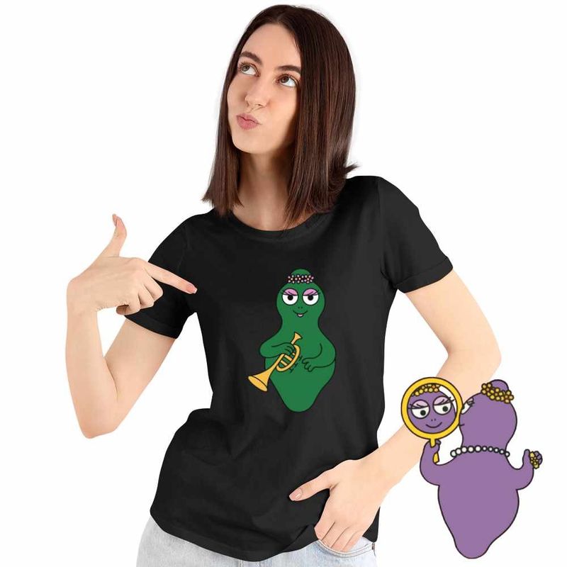 Fashion, accesorii si bijuterii - Femei - Imbracaminte femei - Tricouri si topuri femei - Tricou Femei Barbalala Barbapapa Musician, negru, marime M - Infinity.ro