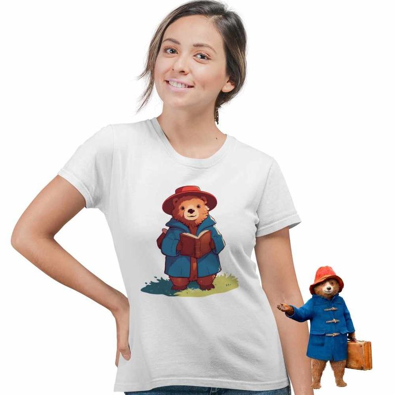 Fashion, accesorii si bijuterii - Femei - Imbracaminte femei - Tricouri si topuri femei - Tricou Femei Paddington Peru Urs Palarie, alb, marime XL - Infinity.ro