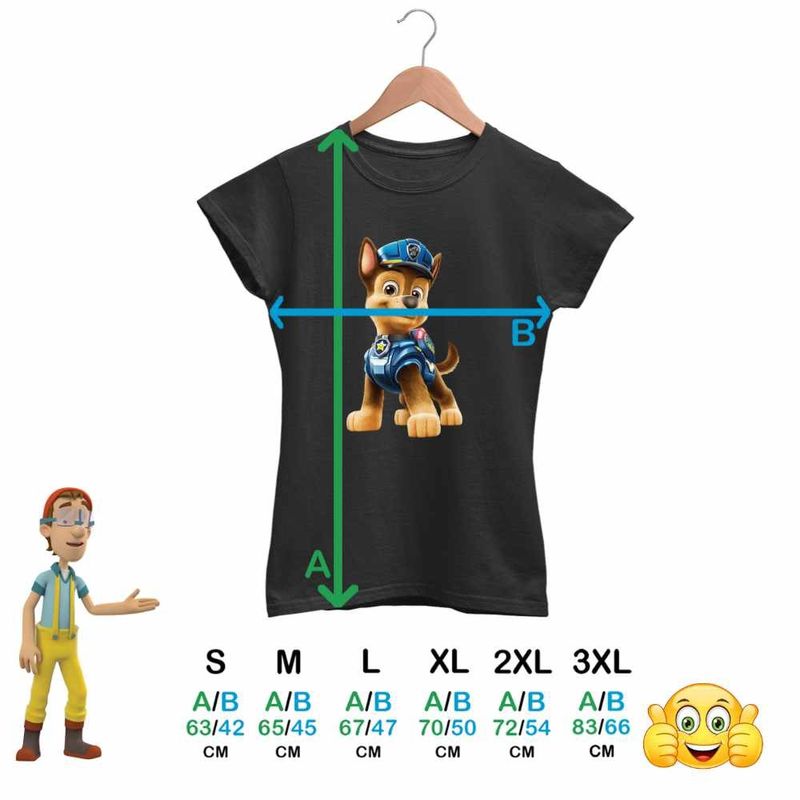 Fashion, accesorii si bijuterii - Femei - Imbracaminte femei - Tricouri si topuri femei - Tricou Femei Paw Patrol Chase Patrula Catelusilor Politist, negru, marime XL - Infinity.ro