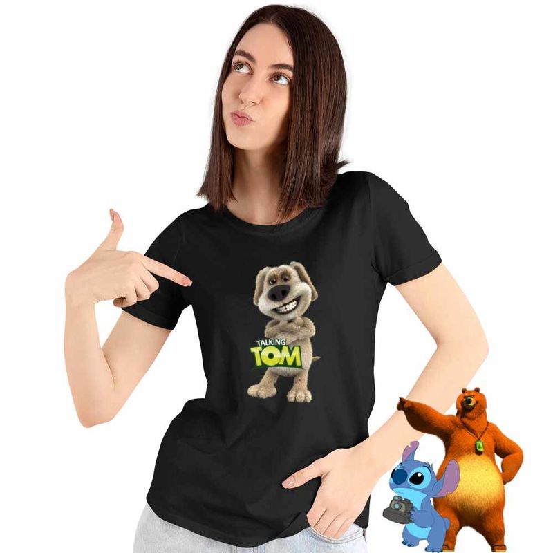 Fashion, accesorii si bijuterii - Femei - Imbracaminte femei - Tricouri si topuri femei - Tricou Femei Ben Talking Tom, negru, marime L - Infinity.ro
