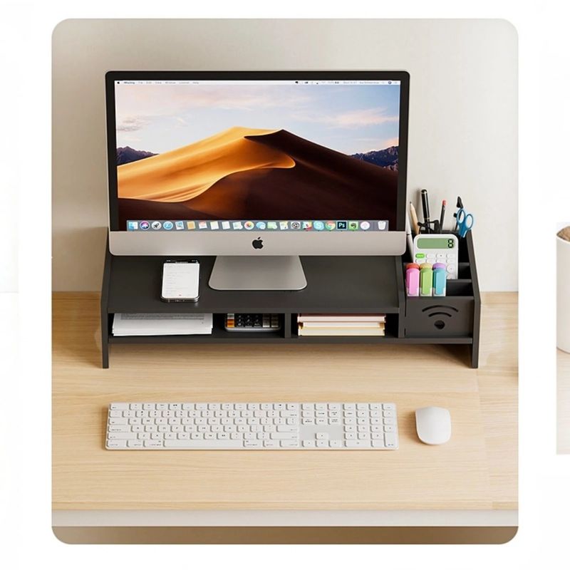 PC, gaming si accesorii - Desktop PC & monitoare - Accesorii monitoare - Suport monitor/laptop alb din ABS, 49 x 10 x 20, 4 cm, cu 5 compartimente, negru - Infinity.ro