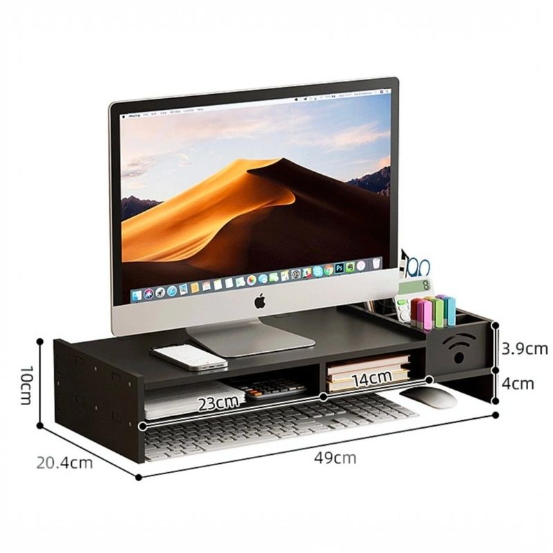 PC, gaming si accesorii - Desktop PC & monitoare - Accesorii monitoare - Suport monitor/laptop alb din ABS, 49 x 10 x 20, 4 cm, cu 5 compartimente, negru - Infinity.ro