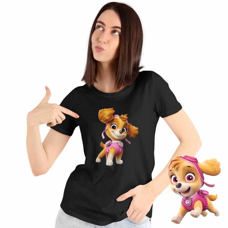 Fashion, accesorii si bijuterii - Femei - Imbracaminte femei - Tricouri si topuri femei - Tricou Femei Paw Patrol Skye Patrula Catelusilor Pilot, negru, marime S - Infinity.ro