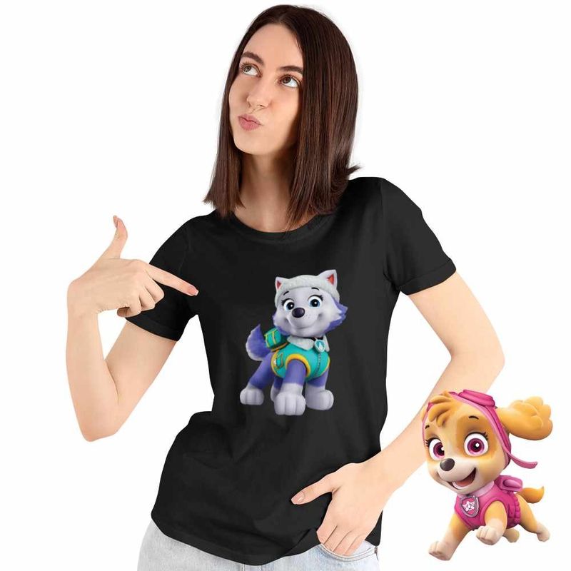 Fashion, accesorii si bijuterii - Femei - Imbracaminte femei - Tricouri si topuri femei - Tricou Femei Paw Patrol Everest Patrula Catelusilor Pompier, negru, marime XL - Infinity.ro