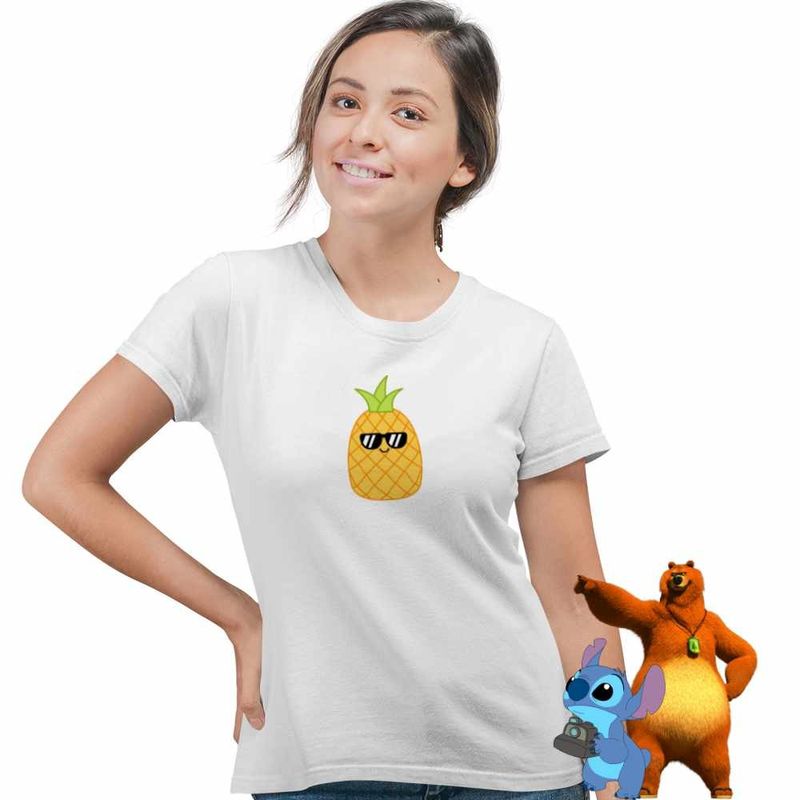 Fashion, accesorii si bijuterii - Femei - Imbracaminte femei - Tricouri si topuri femei - Tricou Femei Squishmallows Ananas Squish, alb, marime 2XL - Infinity.ro