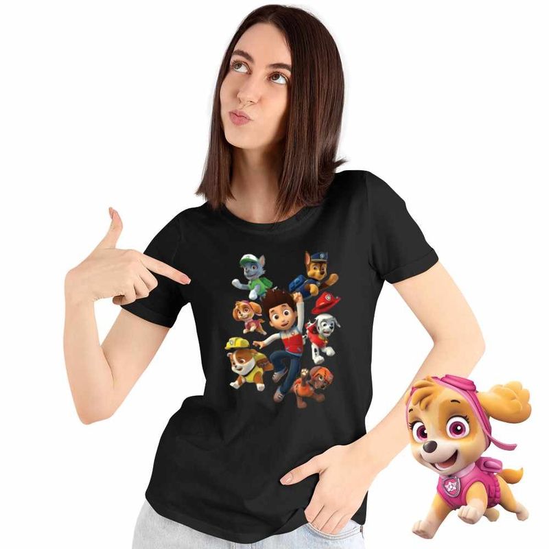 Fashion, accesorii si bijuterii - Femei - Imbracaminte femei - Tricouri si topuri femei - Tricou Femei Paw Patrol Aventuri Patrula Catelusilor, negru, marime M - Infinity.ro