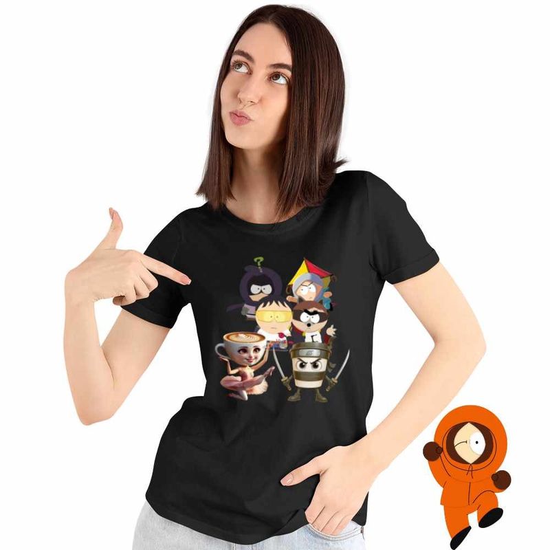 Fashion, accesorii si bijuterii - Femei - Imbracaminte femei - Tricouri si topuri femei - Tricou Femei South Park Capucino Asasino Capucina Italia, negru, marime S - Infinity.ro