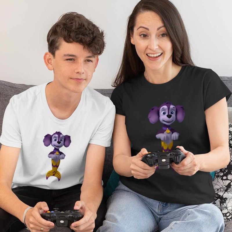 Fashion, accesorii si bijuterii - Femei - Imbracaminte femei - Tricouri si topuri femei - Tricou Femei Paw Patrol Merpups Baby Patrula Catelusilor Sirena, alb, marime L - Infinity.ro