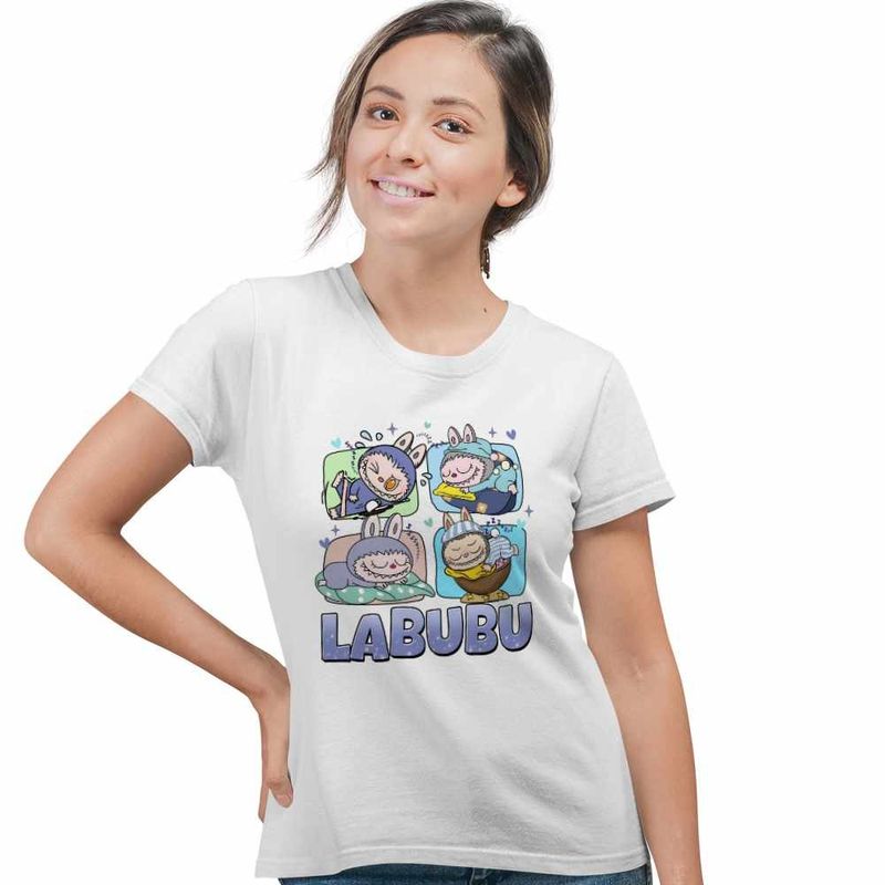 Fashion, accesorii si bijuterii - Femei - Imbracaminte femei - Tricouri si topuri femei - Tricou Femei Labubu Cute Baby, alb, marime M - Infinity.ro