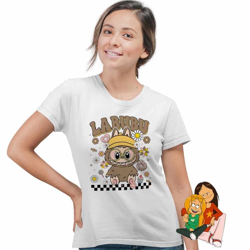Fashion, accesorii si bijuterii - Femei - Imbracaminte femei - Tricouri si topuri femei - Tricou Femei Labubu Nerd Power, alb, marime XL - Infinity.ro
