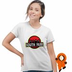 Fashion, accesorii si bijuterii - Femei - Imbracaminte femei - Tricouri si topuri femei - Tricou Femei South Park Jurassic Dinozauri T-Rex, alb, marime M - Infinity.ro