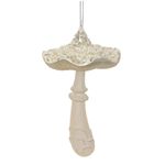 Casa si Gradina - Decoratiuni - Decoratiuni de sezon - Ornament brad Ciuperca cu margele stralucitoare, 18 cm, alb - Infinity.ro