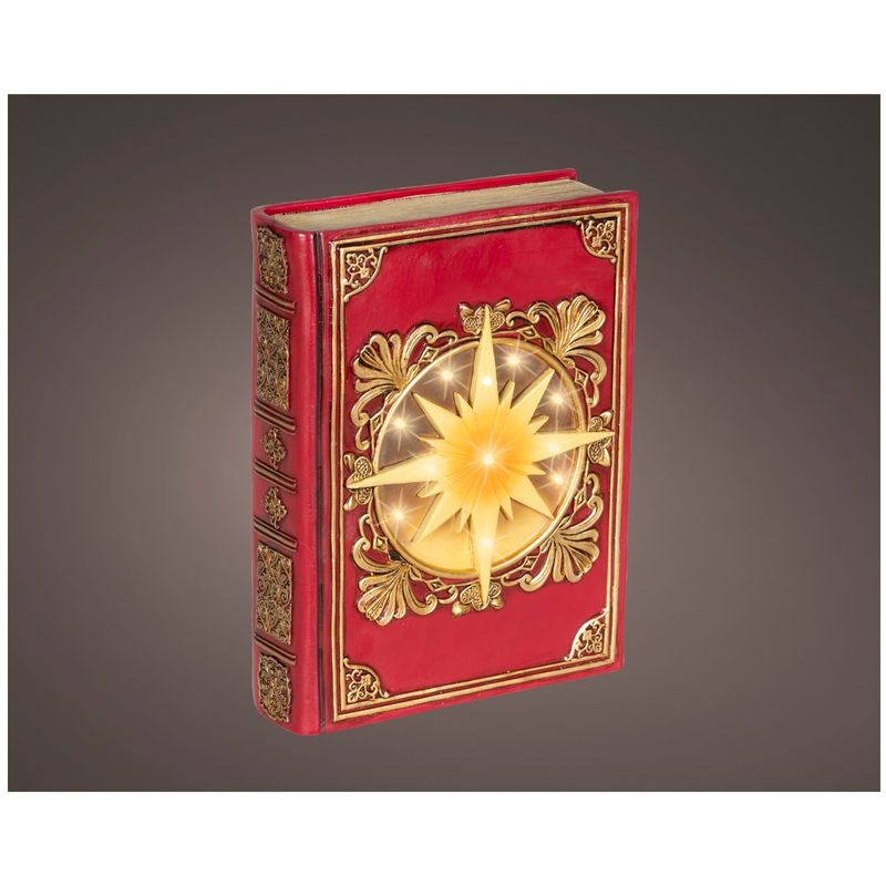 Casa si Gradina - Decoratiuni - Decoratiuni de sezon - Decoratiune Craciun carte decorativa cu stea si lumini, 6.5x16.5x22 cm, rosu - Infinity.ro