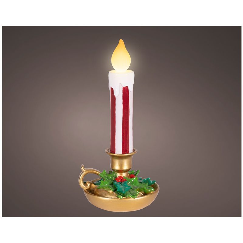 Casa si Gradina - Decoratiuni - Decoratiuni de sezon - Decoratiune Craciun Lumanare cu LED si sfesnic, lumina calda, 24 cm, multicolor - Infinity.ro