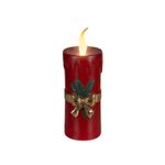 Casa si Gradina - Decoratiuni - Decoratiuni de sezon - Decoratiune Craciun Lumanare cu LED si funda, lumina calda, 44 cm, rosu - Infinity.ro
