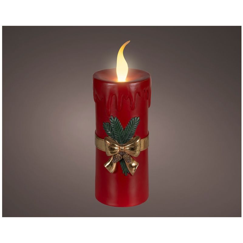 Casa si Gradina - Decoratiuni - Decoratiuni de sezon - Decoratiune Craciun Lumanare cu LED si funda, lumina calda, 44 cm, rosu - Infinity.ro