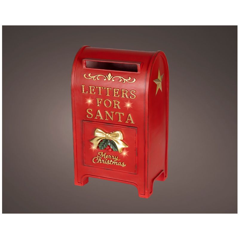 Casa si Gradina - Decoratiuni - Decoratiuni de sezon - Decoratiune Craciun cutie postala cu lumini LED, 20.5x27x45 cm, rosu - Infinity.ro