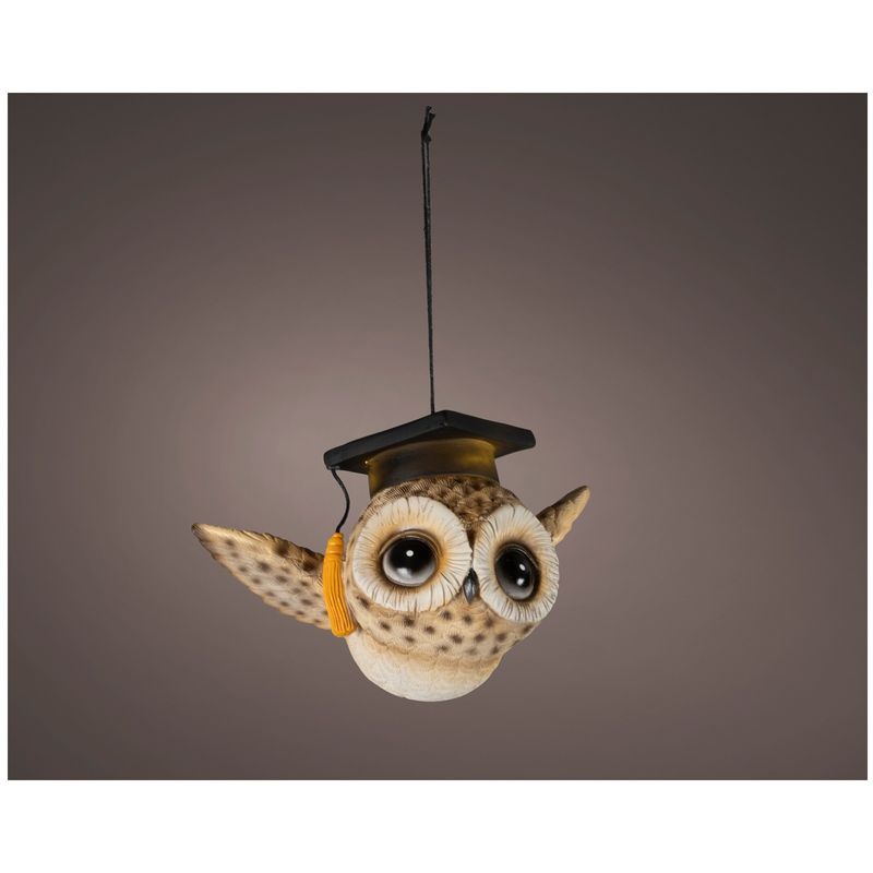 Casa si Gradina - Decoratiuni - Decoratiuni de sezon - Decoratiune Craciun Bufnita suspendata cu MicroLED, 10.5x16x9.5 cm, maro - Infinity.ro