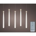 Casa si Gradina - Decoratiuni - Decoratiuni de sezon - Set 5 Lumanari LED suspendate cu telecomanda, efect flacara, lumina calda, 27.5 cm, alb - Infinity.ro