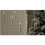 Casa si Gradina - Decoratiuni - Decoratiuni de sezon - Set 10 Lumanari LED suspendate cu telecomanda, efect flacara, lumina calda, 15 cm, auriu - Infinity.ro