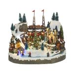 Casa si Gradina - Decoratiuni - Decoratiuni de sezon - Decoratiune Sat de Craciun cu patinoar, tren in miscare si lumini, 25.5x39x31.5 cm, multicolor - Infinity.ro
